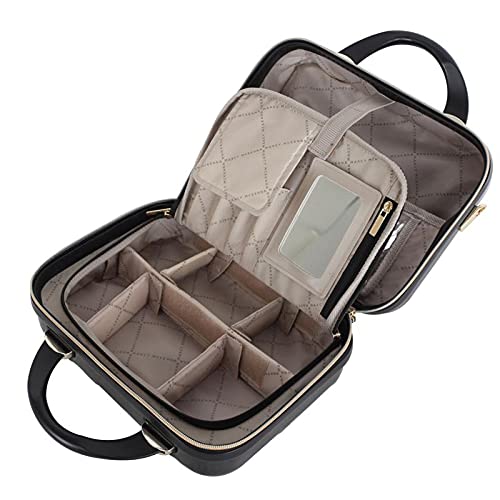 Marcy McKenna 2-in-1 Essential St. Tropez Design Beauty Case - Black/Cream Python, 12 inch L x 6.5 inch W x 9.25 inch H
