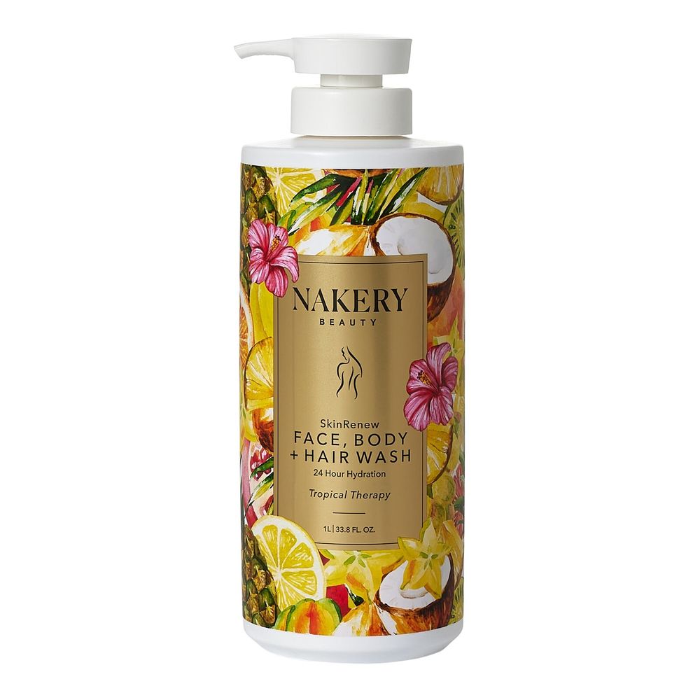 Nakery SkinRenew Tropical Therapy Face Body & Hair Wash 1L/33.8oz. With Pump New