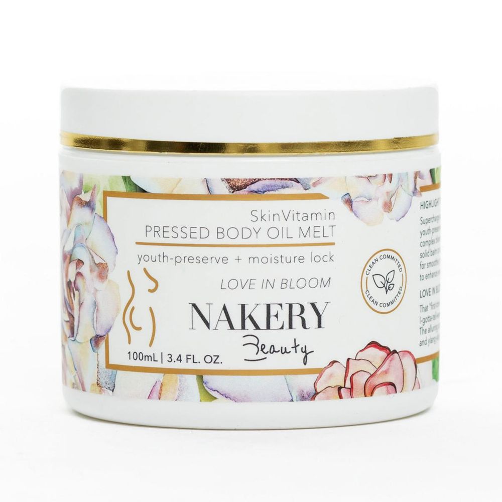 Nakery Beauty 6 Vitamins Pressed, Skin Body Oil, Love In Bloom 3.4 fl oz