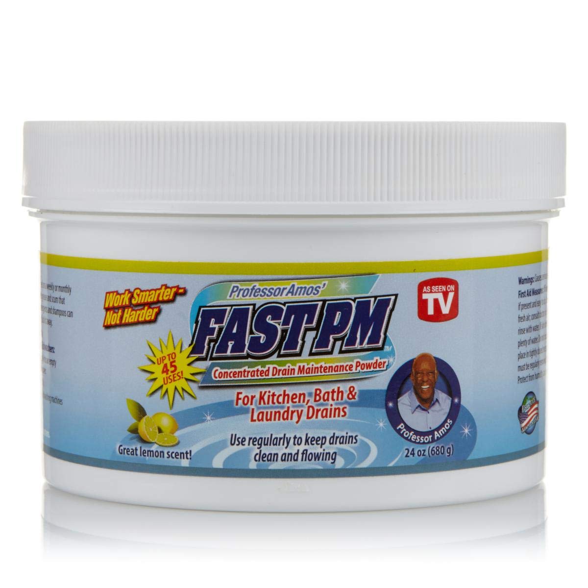 Professor Amos' Fast PM (Preventative Maintenance) 16 oz. Powder Drain Maintenance Garbage Disposal Dishwasher Washing Machine All Drain Lines