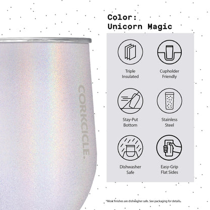 Corkcicle Stemless Insulated Wine Glass Tumbler, 12 oz – Stainless Steel Stemless Wine Glass Keeps Beverages Cold for 6 Hrs, Hot for 3 Hrs