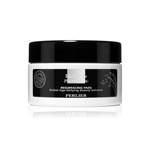 Perlier Black Rice Resurfacing Pads - Exfoliating & Brightening Pads with Alpha Hydroxy Acids (AHAs) and Black Rice Extract, 60 Count