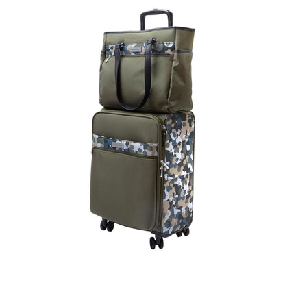 Samantha Brown 22'' Spinner with Satchel 2-Piece Set - Olive Geo Camo (792-020)