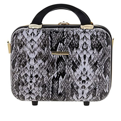 Marcy McKenna 2-in-1 Essential St. Tropez Design Beauty Case - Black/Cream Python, 12 inch L x 6.5 inch W x 9.25 inch H