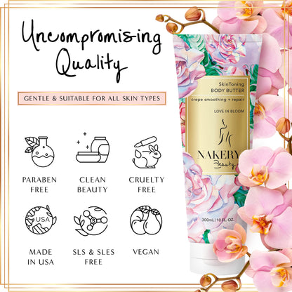 Nakery Body Butter Anti Aging Moisturizer - Body Cream Skin Tightening Cream & Neck Firming Cream, Moisturizing Cream & Neck Tightening Cream for Body & Face Cream for Dry Skin 300ml