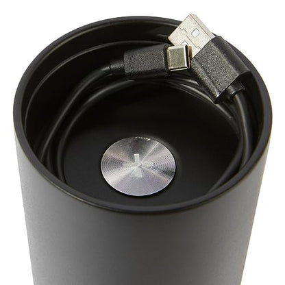 TYLT Power Bottle 2.0 24oz Stainless Steel Wide Mouth Water Bottle Removable 5700mAh Magnetic Portable Power Bank Dishwasher Safe Cup Holder Compatible Lanyard Handle Black