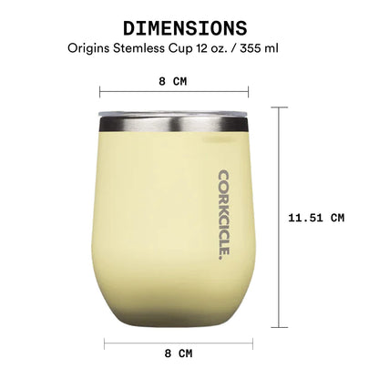 Corkcicle Origins Stemless Cup - Triple Insulated Stainless Steel Travel Wine Cup Tumbler for Coffee, Wine, Champagne and Cocktails - Leakproof, Reusable, BPA-Free, Dishwasher Safe- Copper