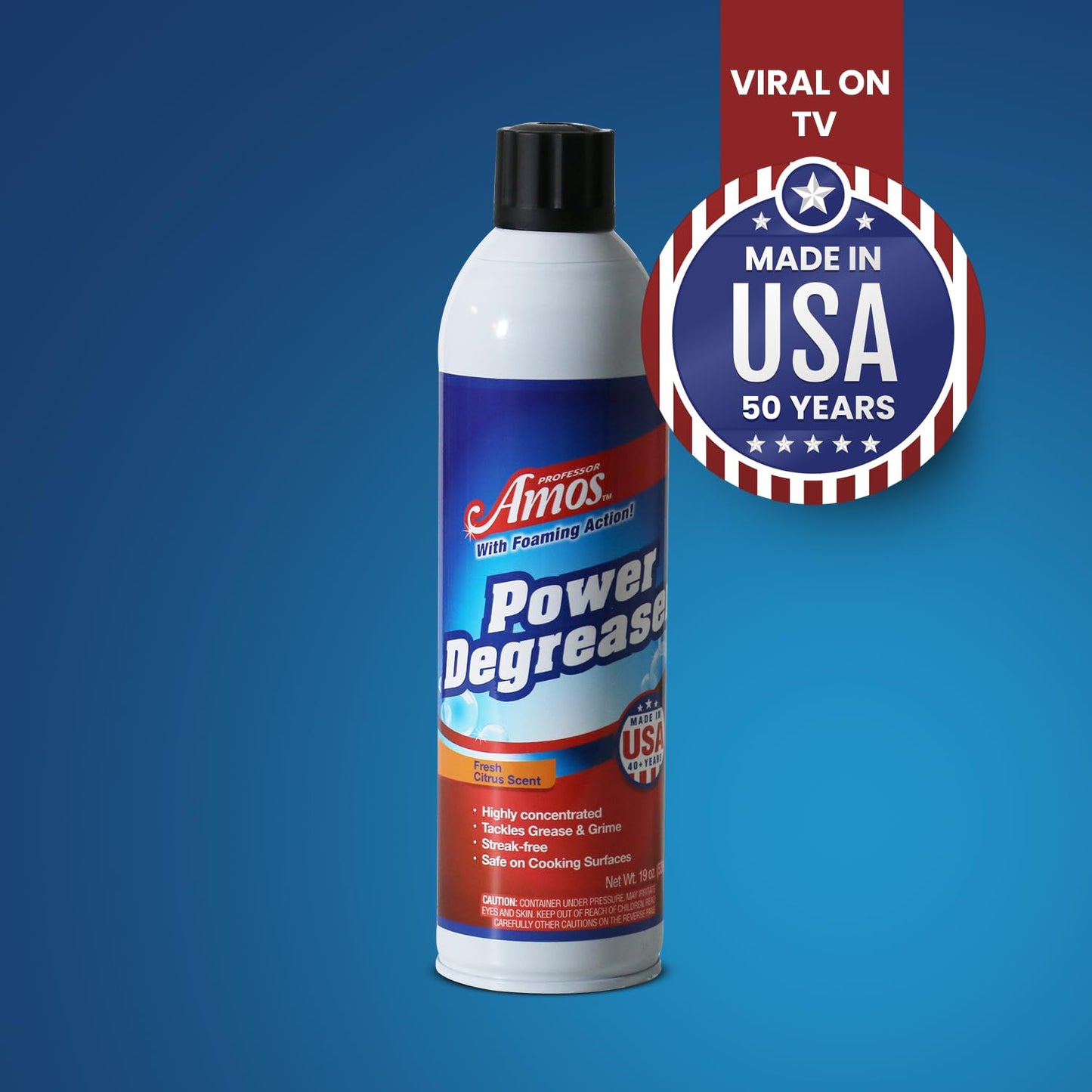 Professor Amos Grill Degreaser Removes Stubborn Grease & Grime Power Degreaser Powerful Multipurpose Cleaning Solution for Home & Commercial like Oven, Stove Cleaner Citrus Zest 19 Oz