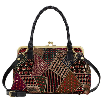 Patricia Nash Velvet Patchwork Rora Frame Satchel