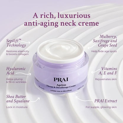 PRAI Neck Creme for Tightening & Firming Beauty | Neck Firming Cream That Boosts Elasticity | Cruelty & Paraben-Free Vegan Neck Tightening Cream | Neck and Chest Firming Cream With Hyaluronic Acid