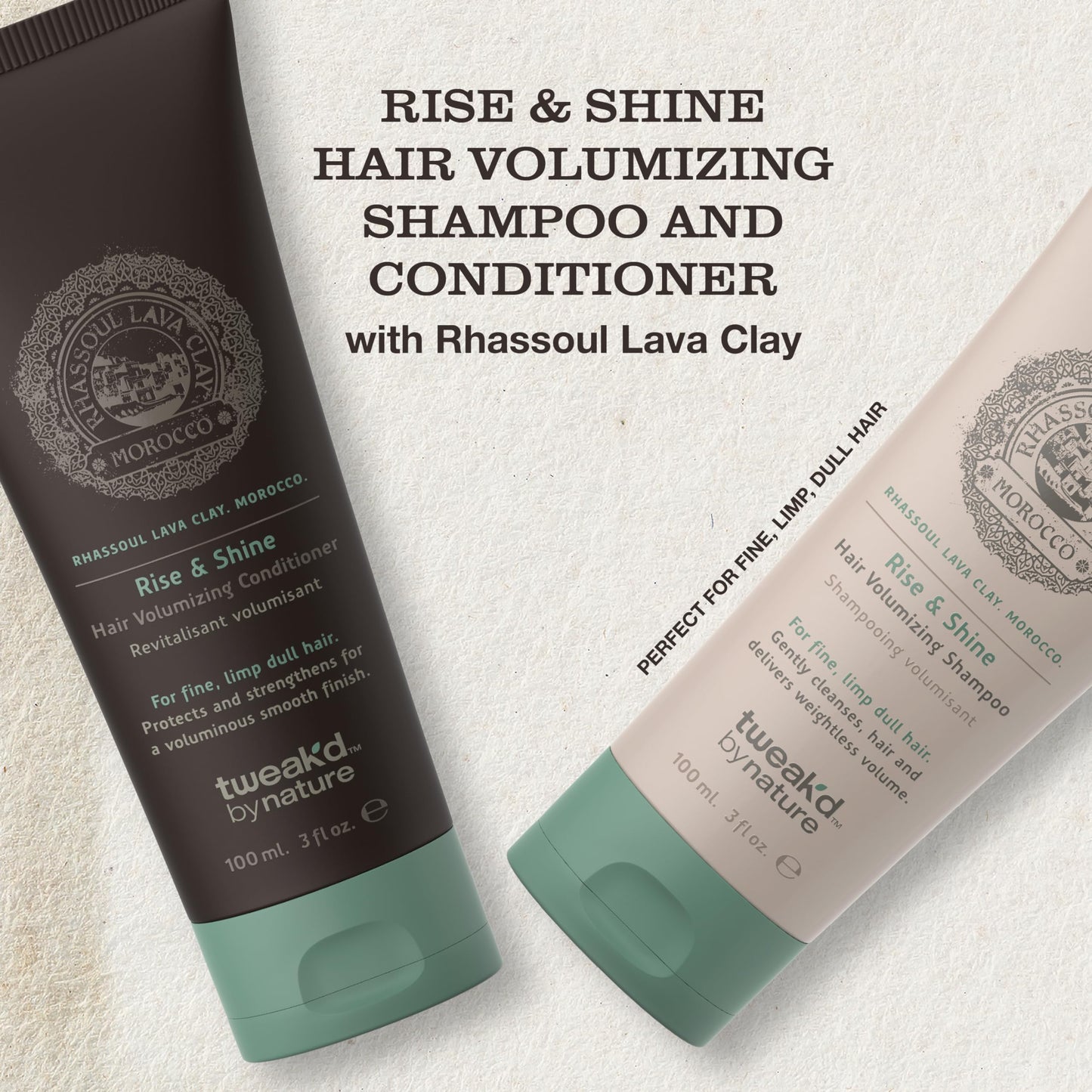 Tweak’d by Nature - Rise & Shine Volumizing and Thickening Shampoo and Conditioner Set for Fine Hair, Hydrating Hair Care for Soft, Tangle-Free Finish, Cruelty Free