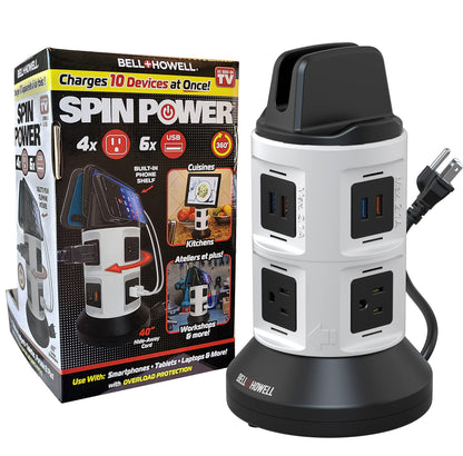 Spin Power by Bell+Howell Surge Protector Electric Charging Station
