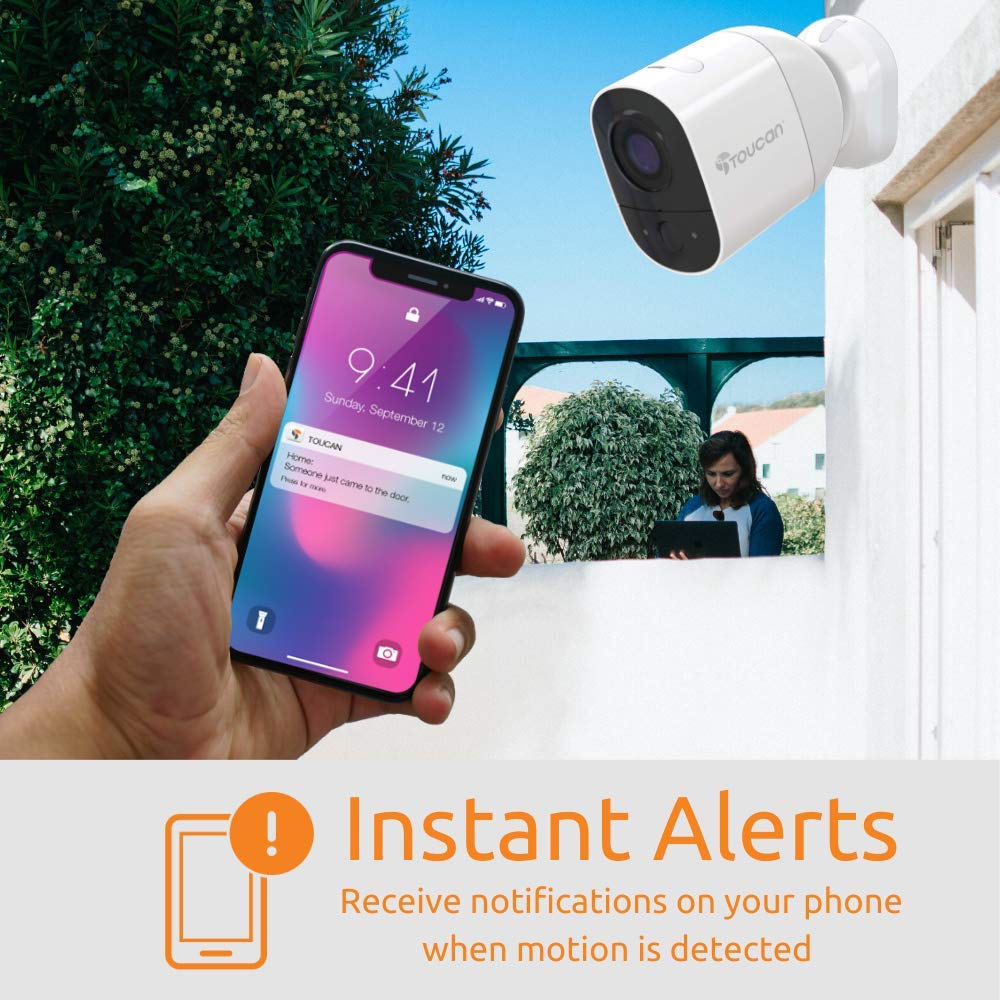 TOUCAN 1080P Wireless Outdoor Waterproof Night Vision Camera, Works with Alexa