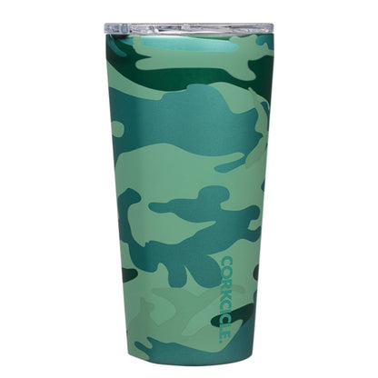 Corkcicle Travel Tumbler, Insulated Water Bottle with Lid, Spill Proof for Wine, Coffee, Tea, and Hot Cocoa, Jade Camo, 16 oz, 1 Count (Pack of 1)