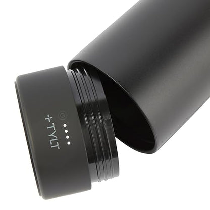 TYLT Power Bottle 2.0 24oz Stainless Steel Wide Mouth Water Bottle Removable 5700mAh Magnetic Portable Power Bank Dishwasher Safe Cup Holder Compatible Lanyard Handle Black