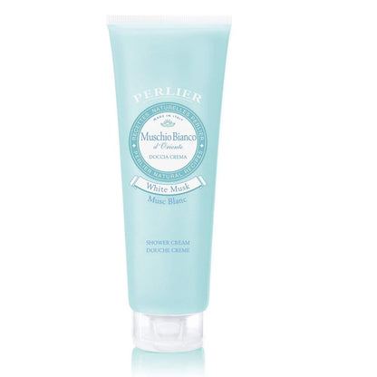 Perlier: "Muschio Bianco d'Oriente" Shower Cream, White Musk Scent 8.4 Fluid Ounces (250mL) Tube [ Italian Import ]
