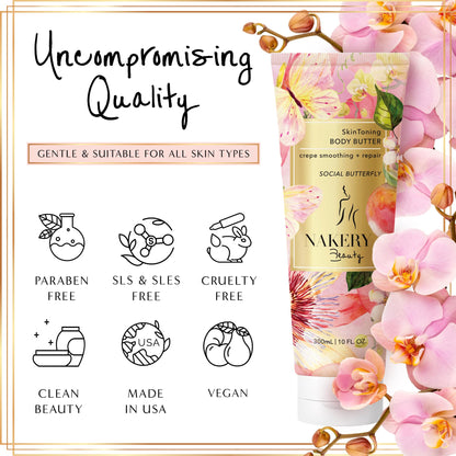 Nakery Body Butter Anti Aging Moisturizer - Body Cream Skin Tightening Cream & Neck Firming Cream, Moisturizing Cream & Neck Tightening Cream for Body & Face Cream for Dry Skin 300ml