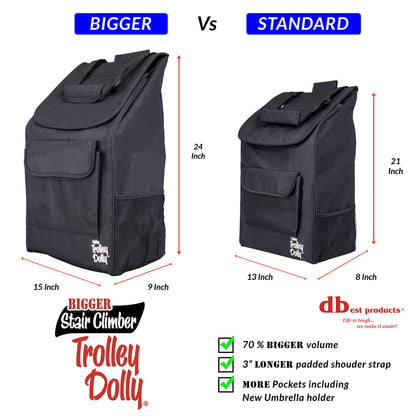dbest products Stair Climber Bigger Trolley Dolly, Grocery Shopping Foldable Cart Condo Apartment