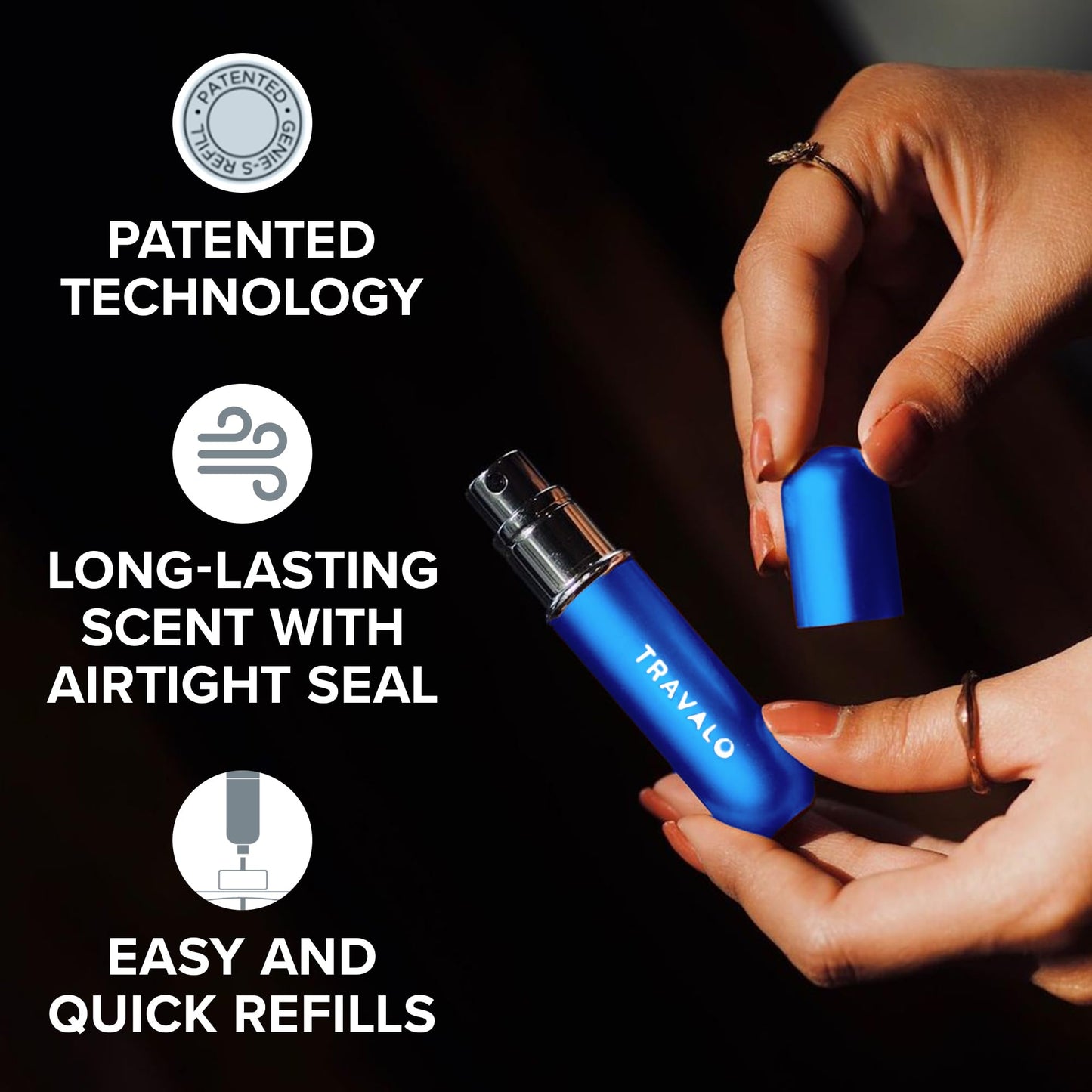 Travalo Classic HD Perfume Atomizer | Genie-S TSA Approved Travel Perfume Bottle Refillable | Reusable Airtight Easy-Fill Mini Pump Sprayer | Lightweight Elegant Design w/Volume Window