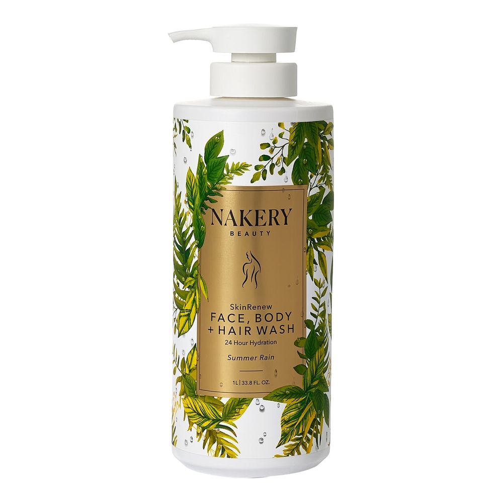 Nakery SkinRenew Summer Rain Face Body & Hair Wash 1L/33.8oz With Pump New
