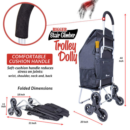 dbest products Stair Climber Bigger Trolley Dolly, Grocery Shopping Foldable Cart Condo Apartment