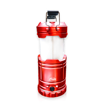 Slide-N-Glo 3-IN-1 Collapsible LED Lamp, Flashlight and Realistic Flickering Flame Effect Lantern - For Indoor Use To Outdoor Camping - Survival Kit for Emergency (Hurricane) (Red)