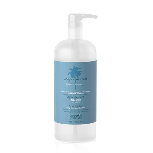 Tweak'd by Nature Agua de Coco Body Wash, Nourishing and Brightening, Sunkissed Coconut Scent, with Ceramides, Niacinamide, and Hyaluronic Acid