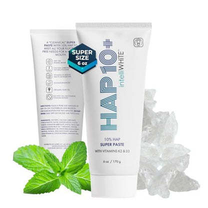 intelliwhite HAP10+ Super Paste with Vitamin D3 & K2-10% Hydroxyapatite Toothpaste for Remineralization & Sensitive Teeth - Fluoride-Free - Made in USA