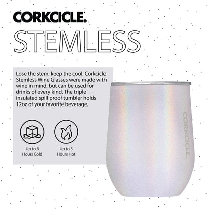 Corkcicle Stemless Insulated Wine Glass Tumbler, 12 oz – Stainless Steel Stemless Wine Glass Keeps Beverages Cold for 6 Hrs, Hot for 3 Hrs