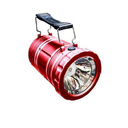 Slide-N-Glo 3-IN-1 Collapsible LED Lamp, Flashlight and Realistic Flickering Flame Effect Lantern - For Indoor Use To Outdoor Camping - Survival Kit for Emergency (Hurricane) (Red)