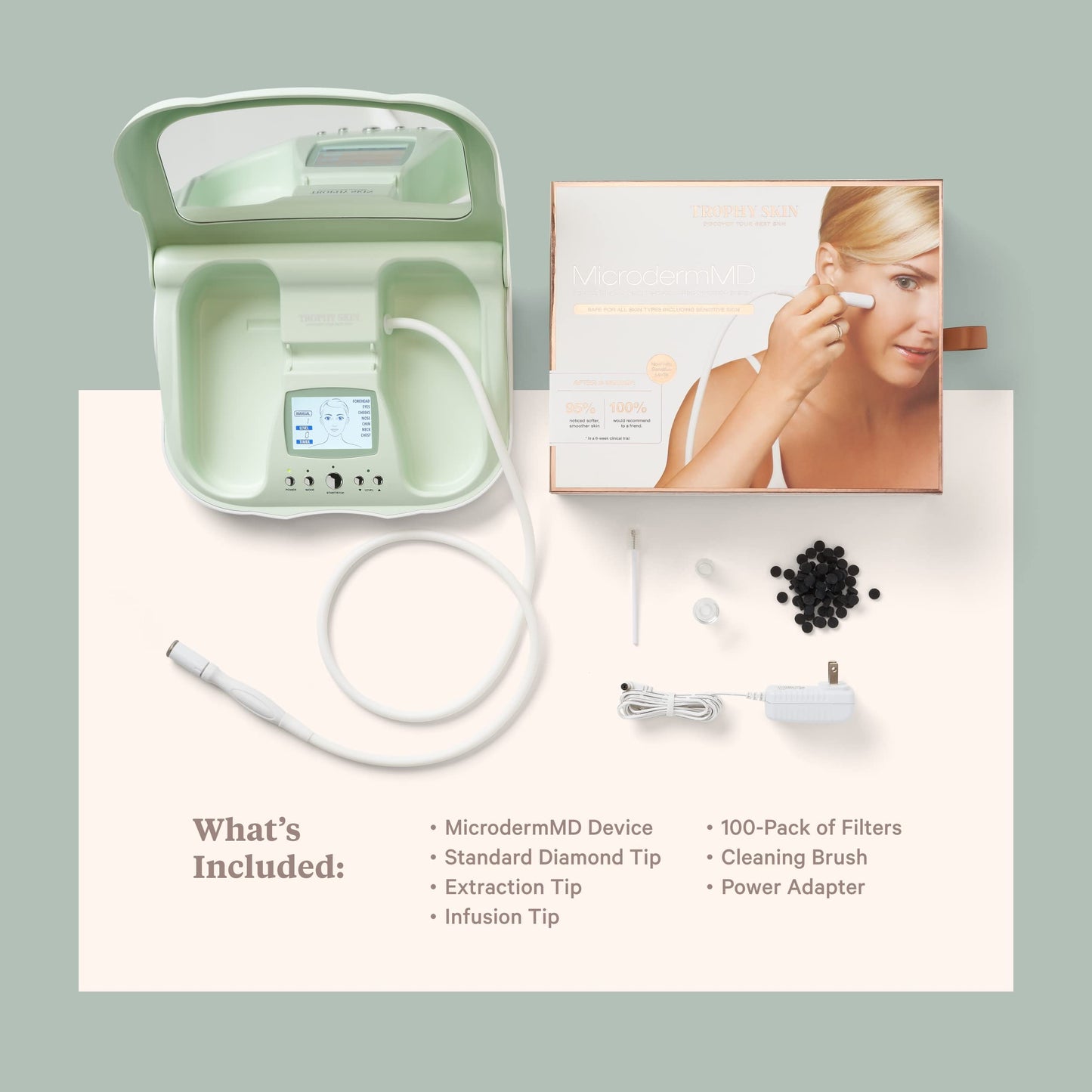 Trophy Skin MicrodermMD - At Home Microdermabrasion Kit - Anti Aging and Acne Treatment - Contains Real Diamond and Pore Extractor Tips to Rejuvenate Skin and Reduce Acne Scars