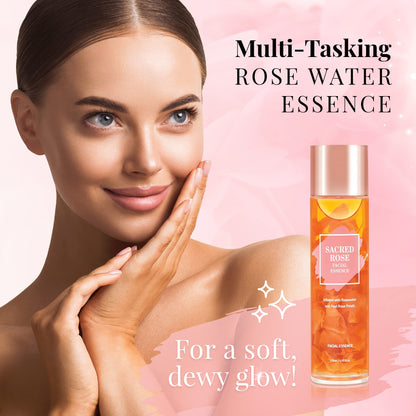 K BEAUTY SACRED ROSE FACIAL ESSENCE Face Brightening Serum Infused with Rose Water and 6 Types of Hyaluronic Acid Serum for Face Provides Intense Hydration for Fresh, Dewy Look