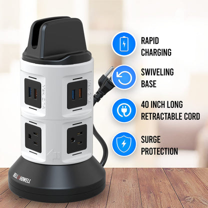 Spin Power by Bell+Howell Surge Protector Electric Charging Station