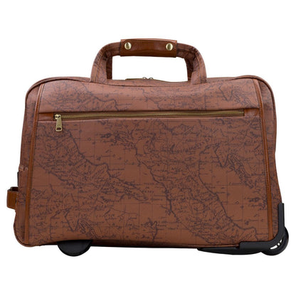 Patricia Nash Argentella Large Trolley Bag, Signature Map, Riot Rust, 22" L x 10.75" W x 13.5" H