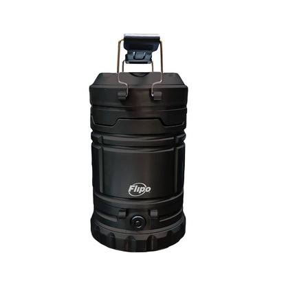 Slide-N-Glo 3-IN-1 Collapsible LED Lamp, Flashlight and Realistic Flickering Flame Effect Lantern - For Indoor Use To Outdoor Camping - Survival Kit for Emergency (Hurricane) (Black)