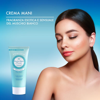 Perlier:"Muschio Bianco d'Oriente" Nourishing Hand Cream, White Musk Scent - 3.3 Fluid Ounces (100mL) Tube [ Italian Import ]